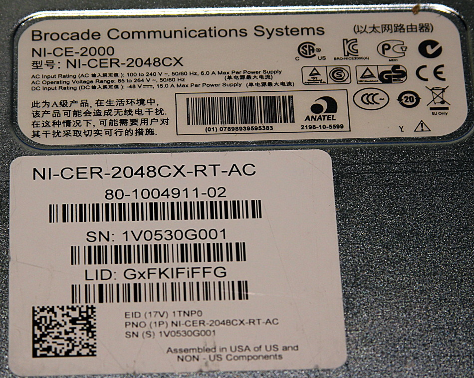 NI-CER-2048CX-RT-AC Brocade NetIron CER 2048CX w/ ADV and IP Route